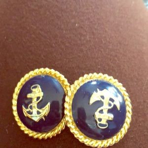 Clip on navy blue earrings